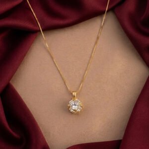 gold plated box chain with crystal pendant